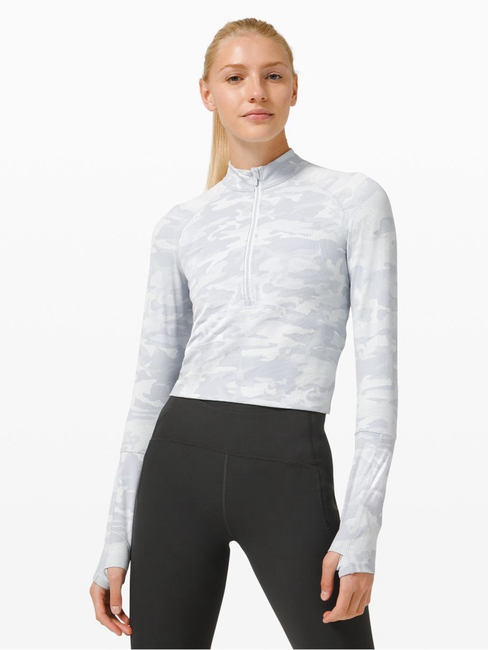 Lululemon Pace Pursuit Long Sleeve White/grey camo Size women’s 10